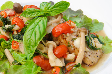 Thai food - Spicy and Sour Fillet Sea bass Salad, Thai style