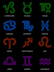 Neon zodiac signs