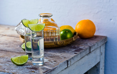 tequila and citrus fruits