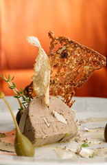 Foie gras pate with white truffles, capers and parmesan cheese © Visionsi
