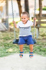 Little Boy Playing on the Swing