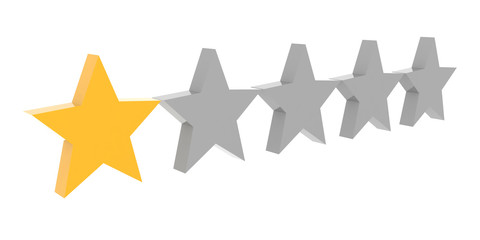 One star rating. Concept 3D illustration.