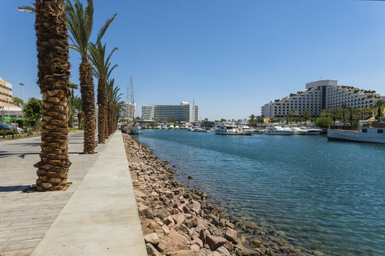 View on marina in Eilat - famous resort of Israel