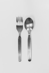 stainless steel fork and spoon