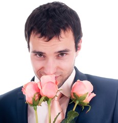 Valentines man with roses