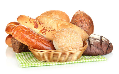Variety of bread isolated on white