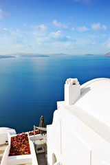 Whitewashed villa overlooking the caldera in Oia