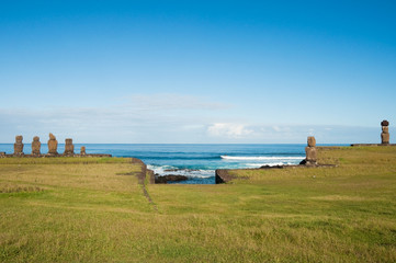 Moais in Tahai , Easter island (Chile)