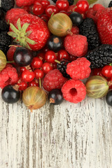 Ripe berries on table close-up