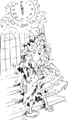 Cinderella in midnight wearing ball dress