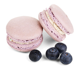Blackberry macaroons isolated on white