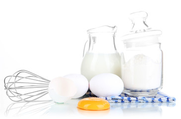 Ingredients for dough isolated on white