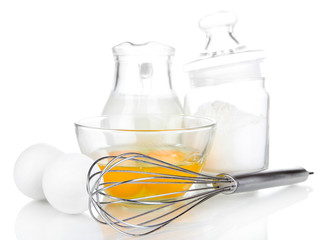 Ingredients for dough isolated on white