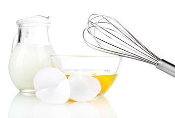 Ingredients for dough isolated on white