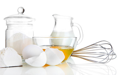 Ingredients for dough isolated on white