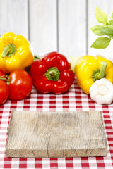 Wooden board, copy space, selective focus