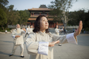 Chinese Practicing Tai Ji