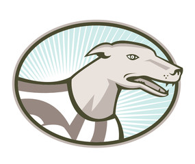Greyhound Dog Head Retro