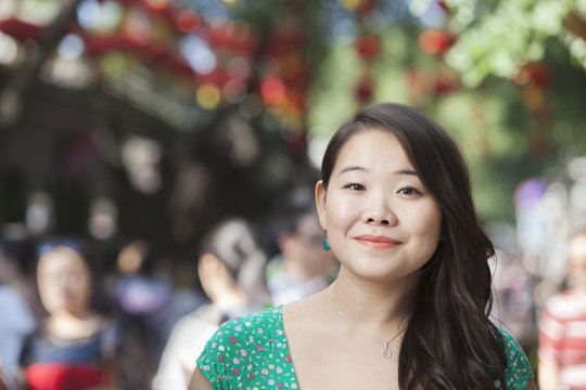 Portrait Of Young Woman In Nanluoguxiang, Beijing