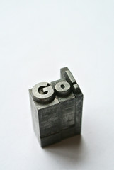 Go word composed with lead typography