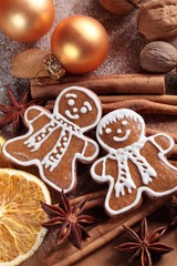 Christmas gingerbread man and spices.