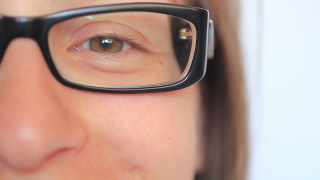 eyes of young girl with glasses- macro