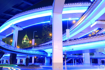 Shanghai highway viaduct urban viaduct at night