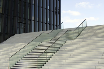 Modern stairs leading to office building