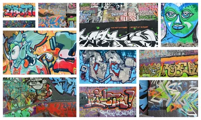 Papier Peint photo Collage de graffitis collage...graffiti