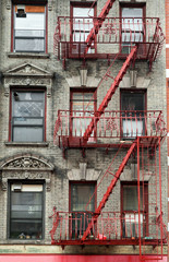 Building stairs, New York, USA - obrazy, fototapety, plakaty