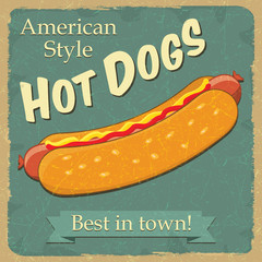 Vintage style hot dog, food concept advertising