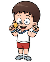 Vector illustration of Boy winner