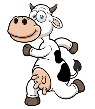 Vector illustration of a running cow cartoon