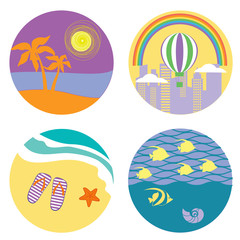 set of tropical icons