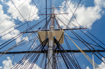 Ship Mast against a blue sky