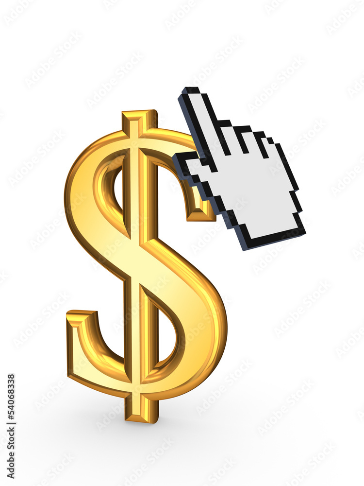 Poster cursor and symbol of dollar..