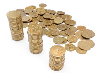 Stack of coins isolated on white background