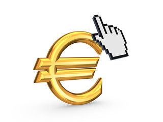 Cursor and symbol of euro.