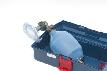 Resuscitator( ambu-bag )  in emergency box
