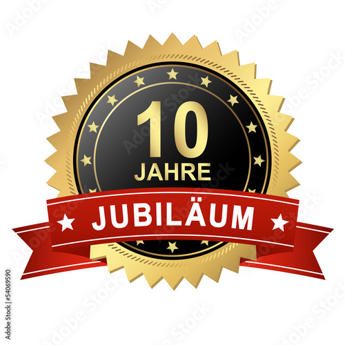 "Button mit Banner Jubiläum 10 Jahre" Stockfotos und lizenzfreie