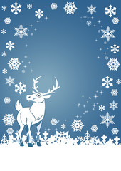 White reindeer and snowflakes