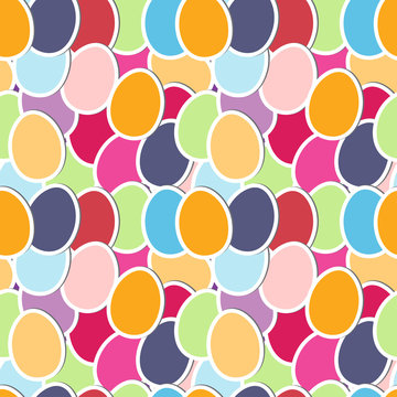 Seamless pattren with cute colorful paper eggs, vector.