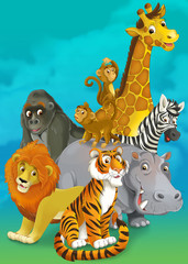 Fototapeta premium Cartoon safari - illustration for the children