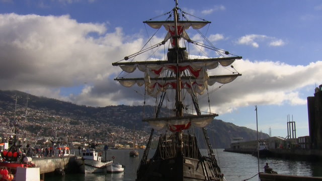 Antique wooden sailing ship