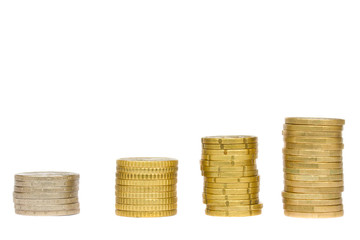 growing row of  coins