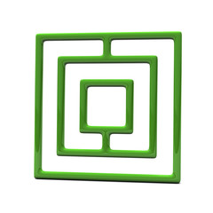 Green abstract maze icon, 3d