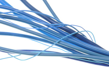 Bunch of electrical wires isolated on white background