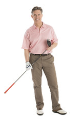 Portrait Of Happy Man Holding Golf Club