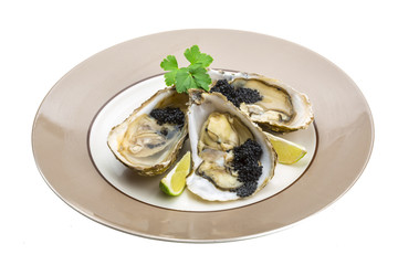 Oysters with black cavair