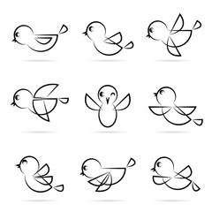 Set of vector bird icons